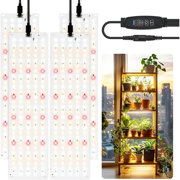 4-Pack Plant Grow Light, 40W Full Spectrum Plant Light for Indoor Plants, 540 LEDs Grow Lights with 3/9/12H Timer, 3 Lighting Modes, 10 Dimmable Levels, Hanging Plant Growing Lamps