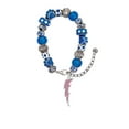 thumbnail image 2 of Delight Jewelry Silvertone Large Hot Pink Crystal Lightning Bolt Blue Paw Print Bead Bracelet, 7"+2", 2 of 4