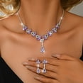 thumbnail image 2 of AEXTO Rhinestone Wedding Jewelry Sets Silver Flower Necklace and Earring Set Prom Costume Jewelry for Brides and Women, 2 of 9