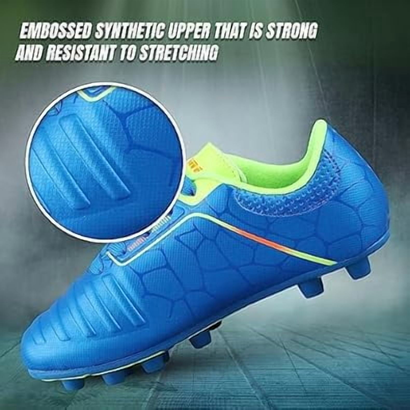 Vizari USA Catalina Firm Ground Soccer Cleats for Kids – Comfortable, Durable, and Traction-Ready Shoes for Boys and Girls - Blue, 4
