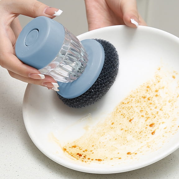 Soap Dispenser Brush, Dish Scrubber, Palm Grip Kitchen Cleaning Tool for Pots Pans Sinks, 1-Pack