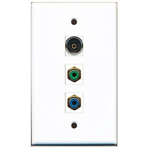 RiteAV - 1 Port RCA Green and 1 Port RCA Blue and 1 Port Toslink Wall Plate