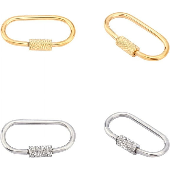 Screw Carabiner Lock Stainless Steel Screw Locking Keychain Carabiner Clasp Metal Keychain Clip Hook Quick Link