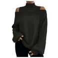 thumbnail image 2 of Blmnix Women Cozy Off The Shoulder Sweater Black Long Sleeve Turtleneck Cute Clothes, 2 of 6