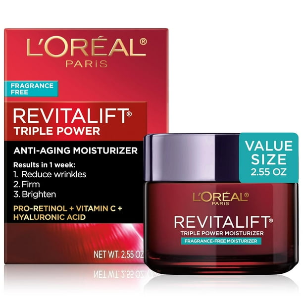Crema Hidratante Facial L’Oreal Paris Revitalift Sin Fragancia con Pro Retinol, Ácido Hialurónico y