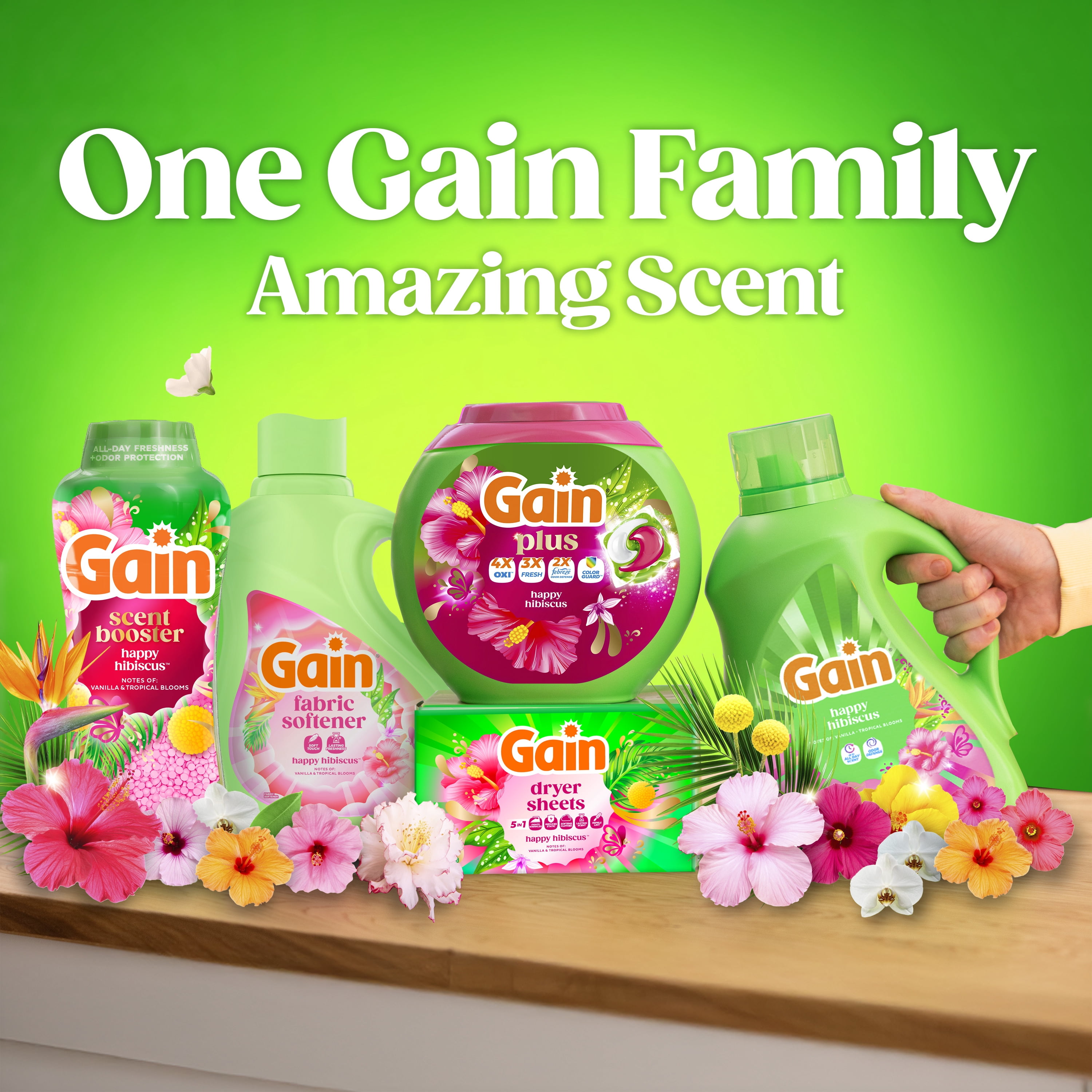 Gain Liquid Laundry Detergent with Odor Defense + All Day Freshness, Happy Hibiscus Scent, 177 fl oz, 134 Loads