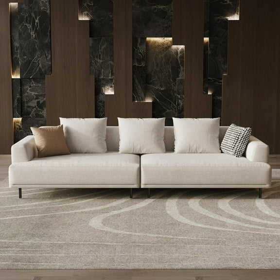 gaoyangjiaju Cream Fabric Sectional Sofa – Contemporary Upholstered Couch with Metal Legs for Living Room (109.44inch-4Seats)