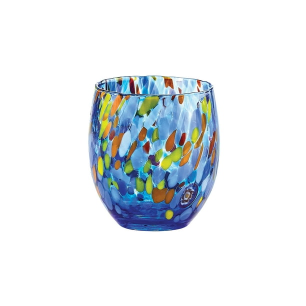Gage Murano Glass Confetti Tumblers Art Glass Cups Blue