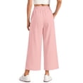 thumbnail image 4 of MOSHU Womens Capri Pants Summer Wide Leg Pants for Women Drawstring Casual Palazzo Trousers with Pockets, 4 of 9
