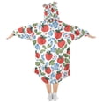 thumbnail image 2 of FORMRS Wearable Blanket Hoodie with Sleeves for Kids Cozy Flannel Sweatshirt, Vibrant Strawberries, 2 of 7