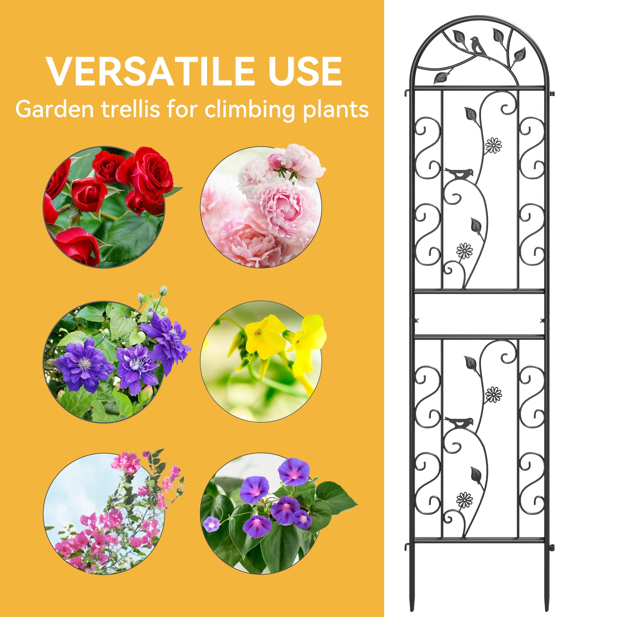 Uforic 4 Pack 87x20in Metal Coated Garden Trellises, Black Rustproof Trellis for Climbing Plants,Vegetables,Flowers,Large Decorative Outdoor Trellis Fencing