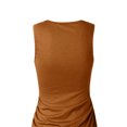 thumbnail image 5 of ZEHJUHAN Women's Solid Color Sleeveless Bodycon Dress - Round Neck Slim Fit Cross Hem Mini Dress for Summer Brown，M, 5 of 11