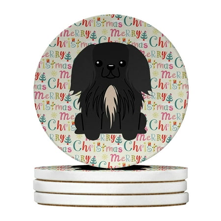

Merry Christmas Pekingese Black Large Sandstone Coasters Pack of 4 4 in x 4 in