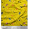 thumbnail image 1 of Soimoi Yellow Rayon Crepe Fabric Pumpkin & Haunted House Halloween Fabric Prints By Yard 46 Inch Wide, 1 of 3