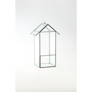 CC Home Furnishings 12.5" Black Hand Blown Glass House Terrariums with Hinged Lid