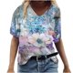 thumbnail image 1 of Camisetas de Cuello en V para las Mujeres Más Talla Impresa de Verano, Suelta Casual Camiseta de Manga Corta para Todas las Estaciones, 1 of 4