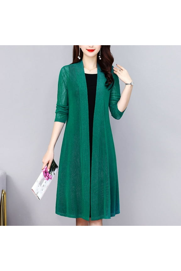Long Cardigan for Women Lightweight Open Front Jacket Elegant Long Sleeve Cover Up Trendy Knit Sun Protection Tops Dressy Casual Sheer Outerwear