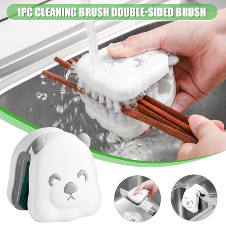 

U-shaped Non-slip Cleaning Brush Cutter and Cutlery Cleaner Double-sided Brush