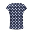thumbnail image 4 of Lenago Women's Tops Tops for Women Women's Fashionable Spring And Summer Clothing Unisex Fashionable Printed Base T-Shirt Button-Up Short-Sleeved Round-Neck Top/Shirt Navy S, 4 of 8