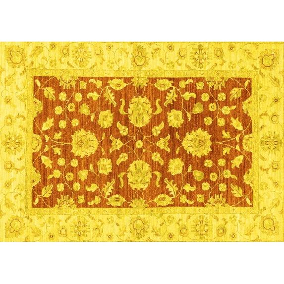 Ahgly Company Indoor Rectangle Oriental Yellow Traditional Area Rugs, 4' x 6'