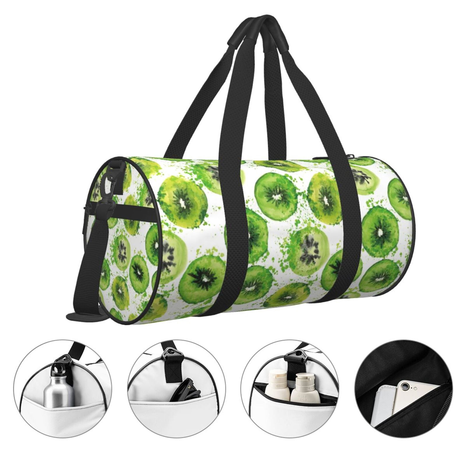 Vsdgher Green Kiwi 45L Foldable Duffel Bag, Sports Gym Bag,Overnight Bag, Portable Weekender Bag for Airplanes