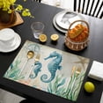 thumbnail image 3 of Seahorse Coastal Placemats Set of 6, Vintage Nautical Ocean Starfish Compass Placemats for Dining Table, Place Mats for Kitchen Tabletop, Waterproof Wipeable Dining Table Mats Set, 3 of 9