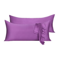Unique Bargains 2 Pack Silky Satin Body Pillow Cases Purple 21" x 54"