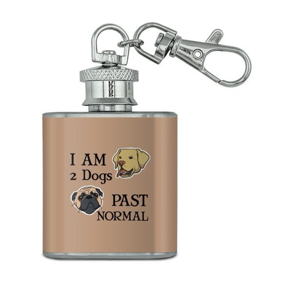 Two Dogs Past Normal Stainless Steel 1oz Mini Flask Key Chain