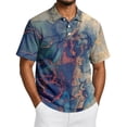 thumbnail image 2 of Men's Tie Dye Polo Shirts Short Sleeve Henley Button T Shirts Summer Vacation Causal Tees, 2XL, 2 of 6