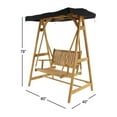 DecMode Teak Wood Indoor Outdoor Bench Swing with Black Awning, Brown ...