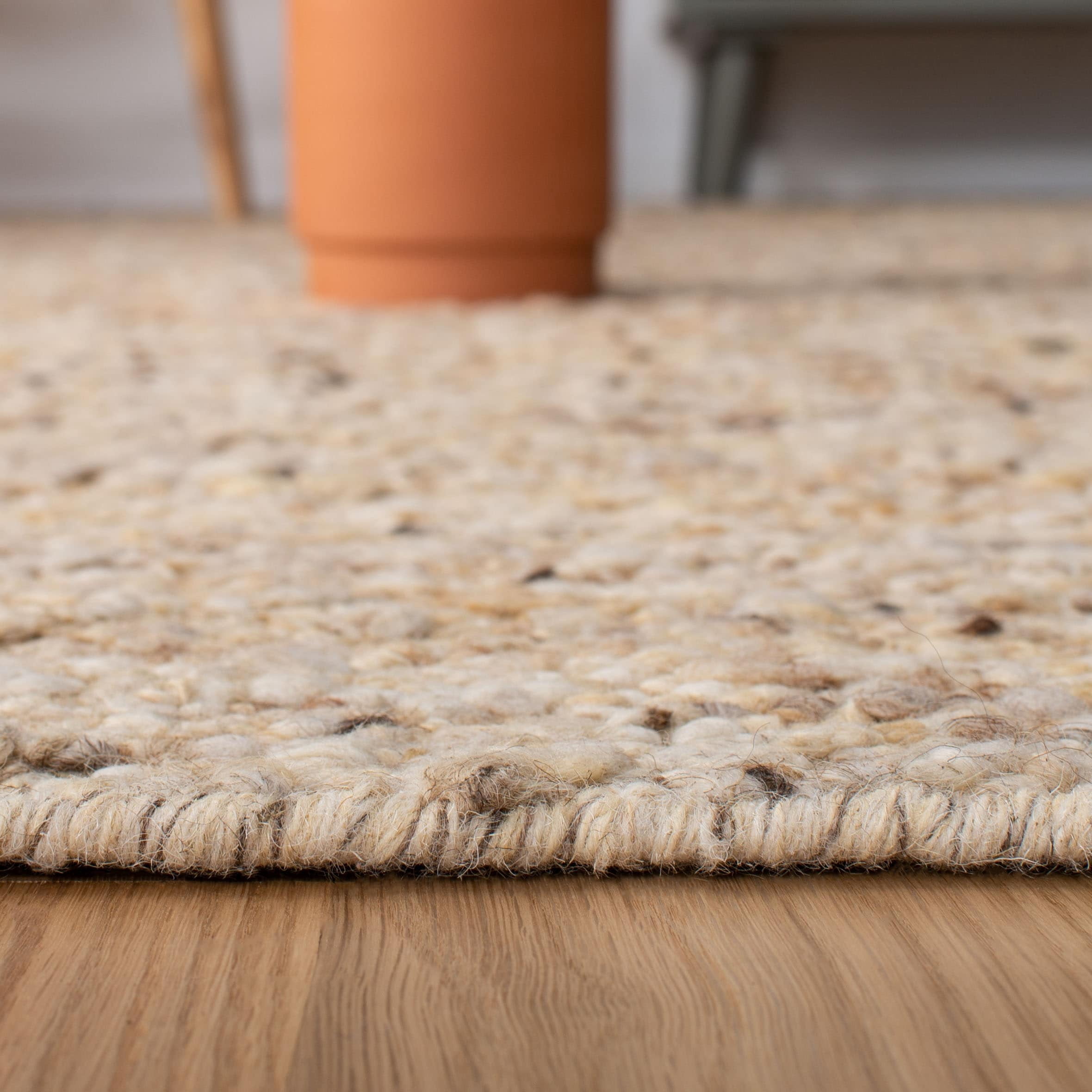 SAFAVIEH Natura Earnestine Solid Abstract Wool Area Rug, Beige, 5' x 8'