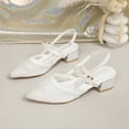 thumbnail image 4 of PiGOGI Women Pointed Toe Closed Toe Mesh Breathable Heel Comfortable Sandals Summer Casual Walking Shoes White, 4 of 9