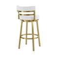 thumbnail image 4 of Madrid Bar Stool 30" Seat Height Swivel with Gold Brushed Stainless Steel and White Faux Leather, 4 of 11