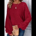 thumbnail image 4 of Suéter Básico Tipo Túnica para Mujer, Talla Grande, Larga, Holgado, Elegante, Cuello Redondo. Vino Tinto 4XL, 4 of 8