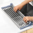 thumbnail image 1 of Dish Drying Rack, Roll Up Dish Drying Rack Kitchen Dish Rack Stainless Steel Sink Drying Rack, Foldable Dish Drainer, Gray (17.8''x11.8''), 1 of 3