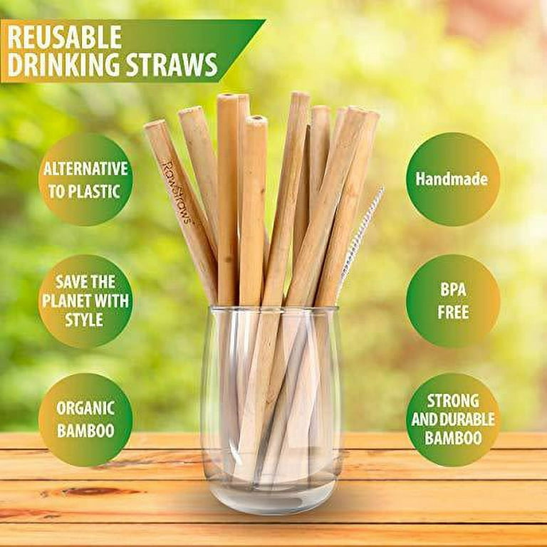 Set of 4 Reusable Bamboo Straws, Easy to clean