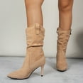 thumbnail image 1 of LSLJS Bottes Mi-Mollet à Talons Hauts pour Femmes, Bout Pointu, Bottes de Couleur Unie, Bottes Mi-Mollet pour Femmes, Cadeau pour Femmes, 1 of 8