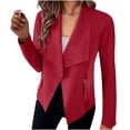 thumbnail image 1 of WEAIXIMIUNG Veste de Moto pour Femmes Automne et Hiver Mode Décontractée Couleur Unie Col à Revers Poche Zippée Manches Longues Veste Décontractée, 1 of 6