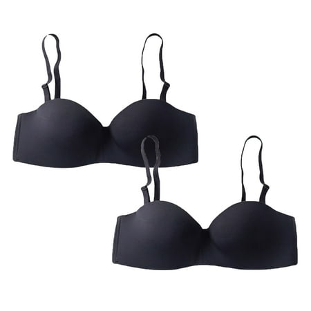 Xmarks Women s Comfort Revolution Wireless Bra  Full-Coverage Wirefree Bra  Cool Comfort Fabric  2 Pack  Black 32/70AB