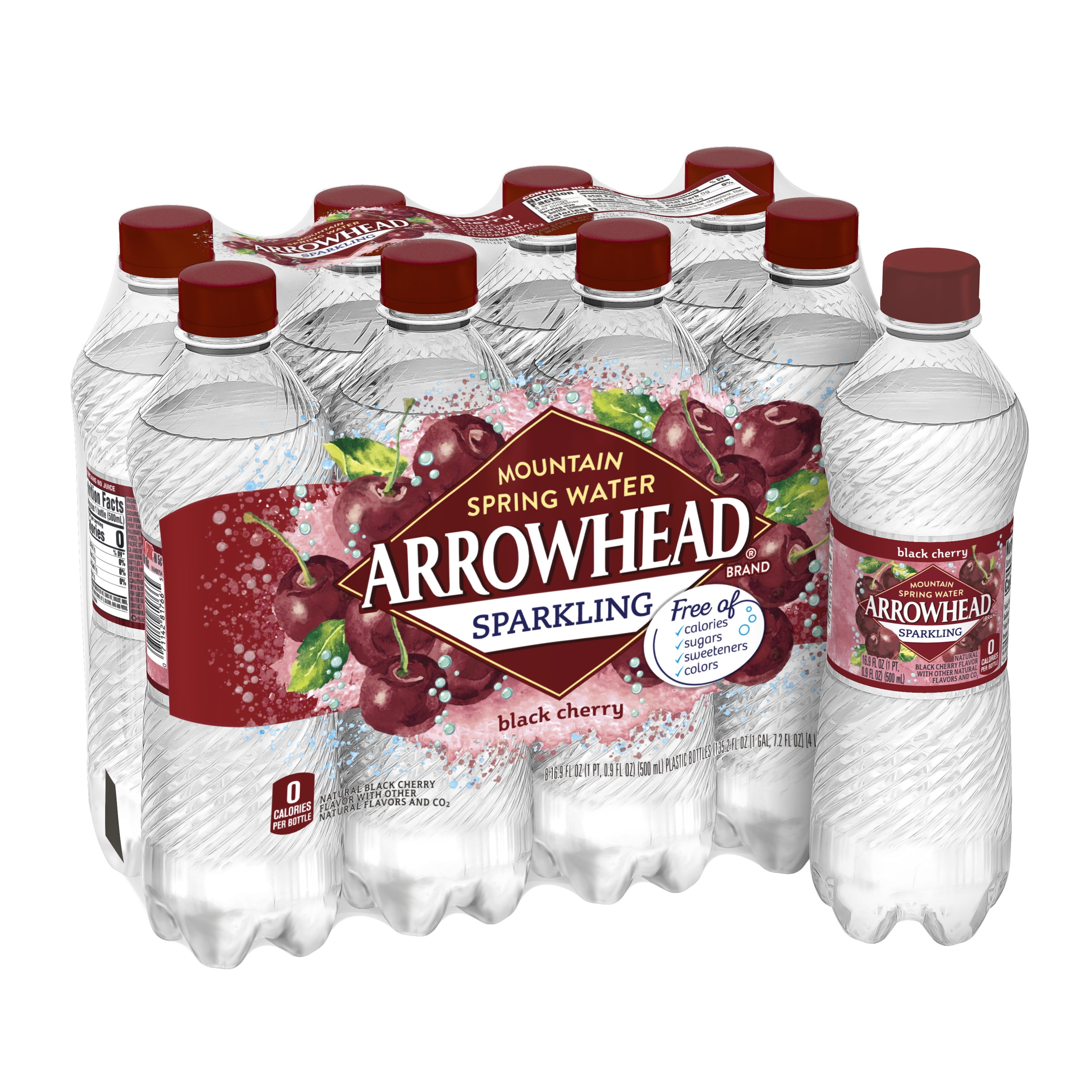 Arrowhead Sparkling Water, Black Cherry, 16.9 oz. Bottles (8 Count