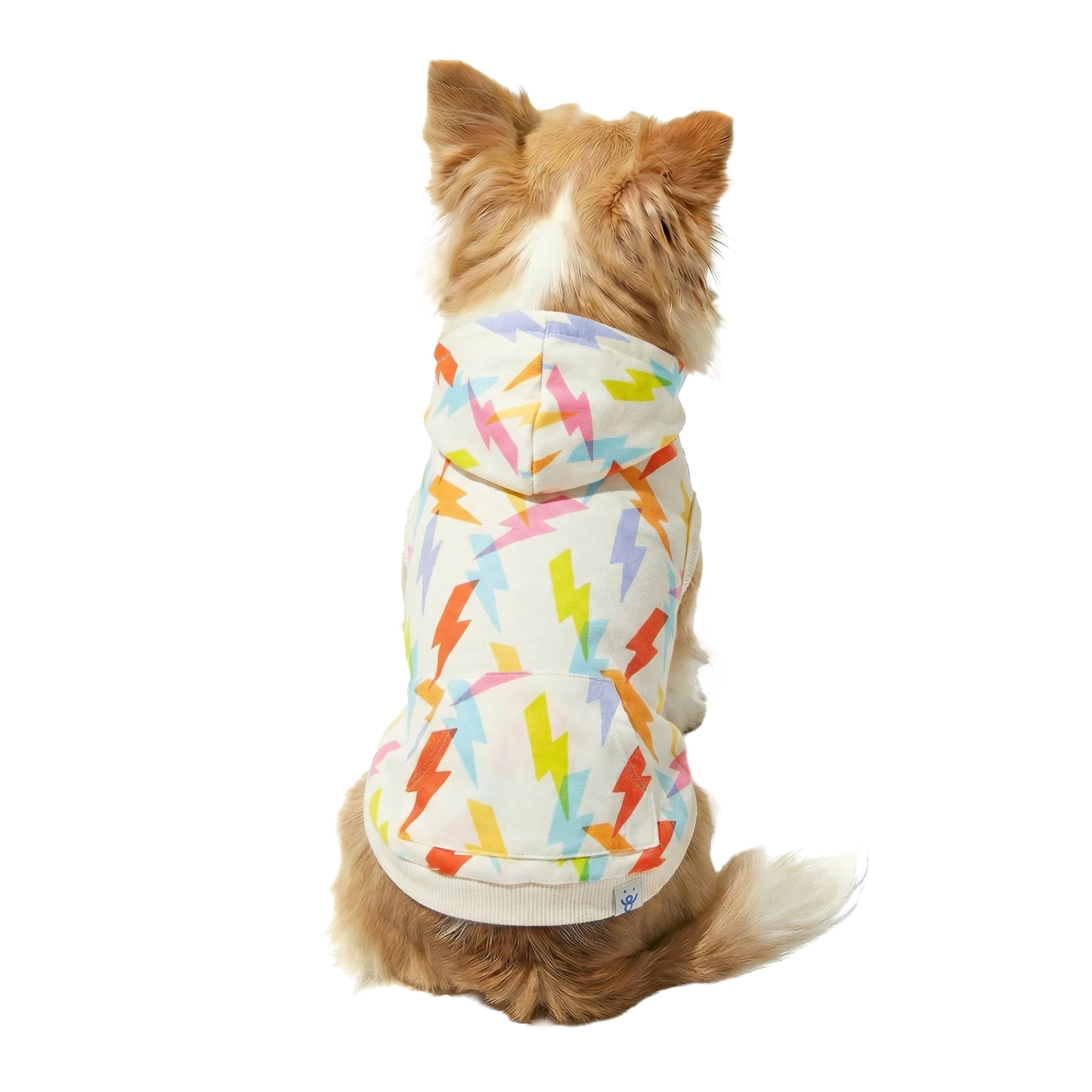 Oodles Multi-Colored Liminal Lightning Bolt Spring Dog Hoodie, XS