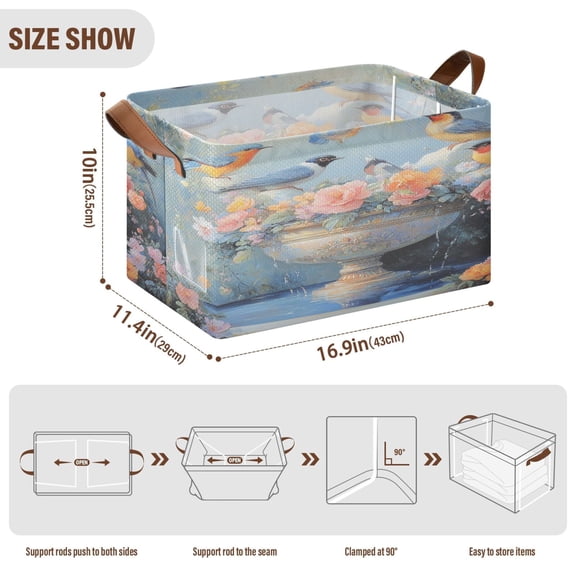 BZSMCE Collapsible Fabric Cube Storage Bins Plainting Of Birds Design Pattern Storage Box