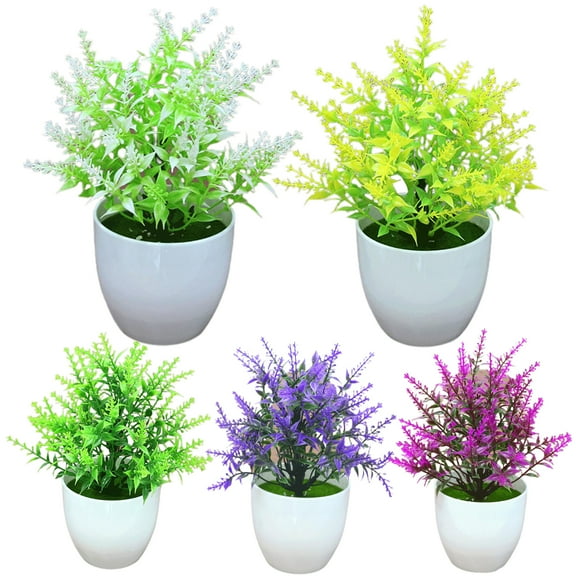 Visland Artificial Plastic Potted Plant Simulation Bonsai Flower Grass Home Decor Fake Plants Party Office Desktop Ornaments