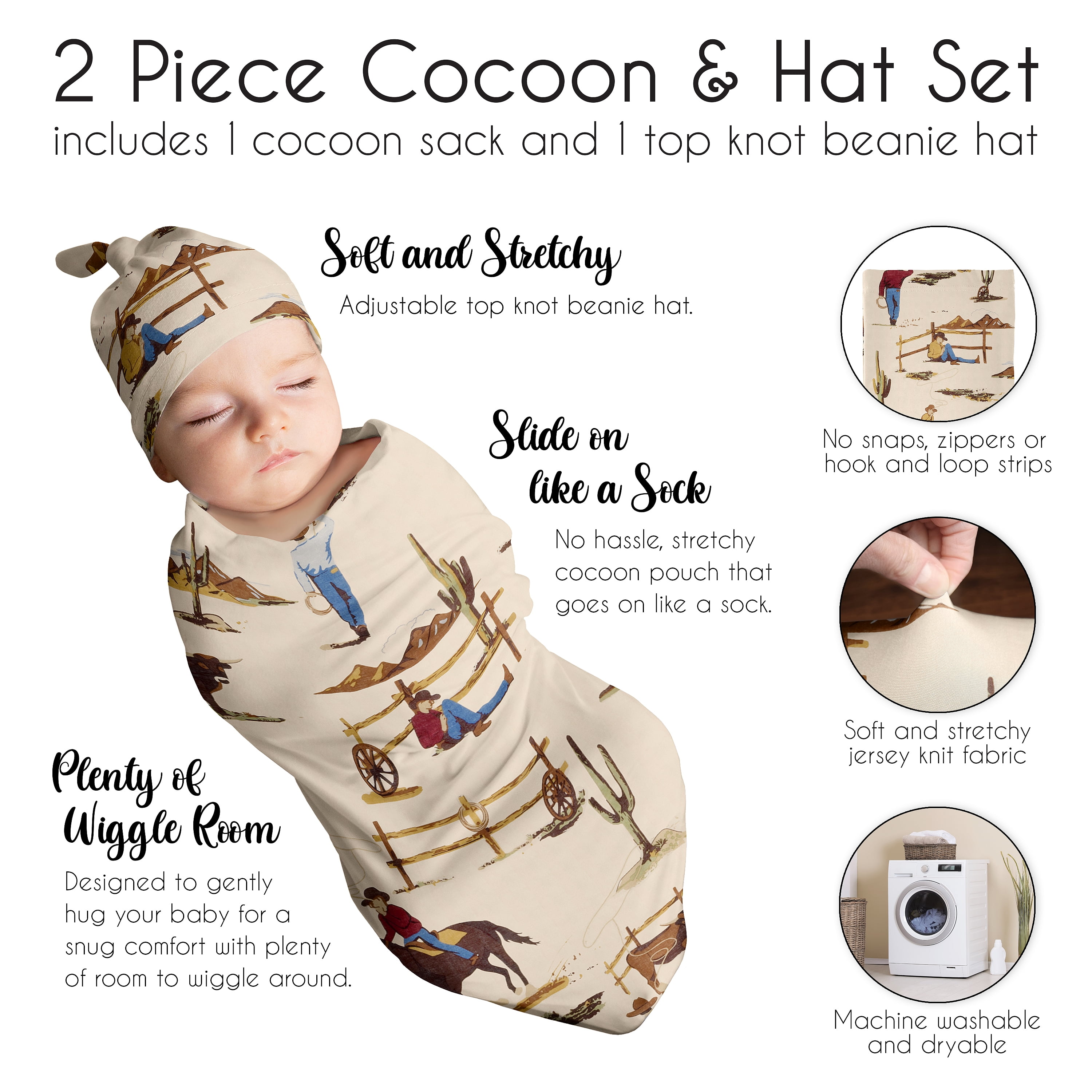 Wild West Baby Cocoon and Beanie Hat Sleep Sack Set by Sweet Jojo Designs