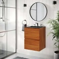 thumbnail image 2 of Wall Mount Sink Vanity Cabinet, Cherry Black, Wood, Hotel Bedroom Bathroom, Modern Contemporary HB34102, 2 of 9