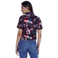 thumbnail image 4 of Moomaya Haut Court Imprimé pour Femmes Été Décontracté Col Zippé Tee T-Shirts, 4 of 7