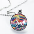 thumbnail image 2 of Robot Unicorn Attack Elegant Glass Circular Pendant Necklace - Stylish Necklaces for Women, 2 of 5