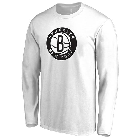 Men's White Brooklyn Nets Alternate Logo Long Sleeve T-Shirt
