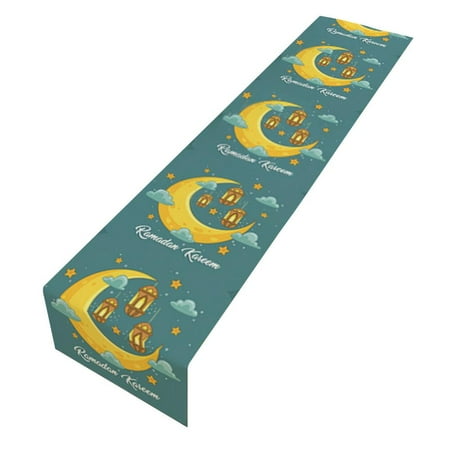 

Famure Eid Mubarak Linen Table Runner-Ramadan Decorations for Home Muslim Tablecloth|Islamic Table Decor Festival Celebration Party Supplies