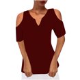 thumbnail image 1 of Camisas sexy de verano para mujer Cuello en V Hombro frío Manga corta Tops Blusa regular Fridja ghk5001, 1 of 5